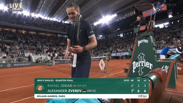次世代王者ズベレフが19歳ホダルに快勝！全仏ベスト4へ！！悲願の初優勝まであと二つ！！