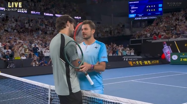 40歳ワウリンカがフリッツに敗れ最後の全豪オープン3回戦で終了…最後は乾杯！