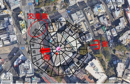 旧ジャニーズ事務所の北西に交差路