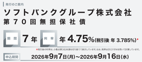 第70回ソフトバンクグループ無担保社債
