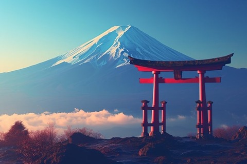 富士と宮島鳥居650