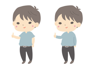 男性二人 2等身男性