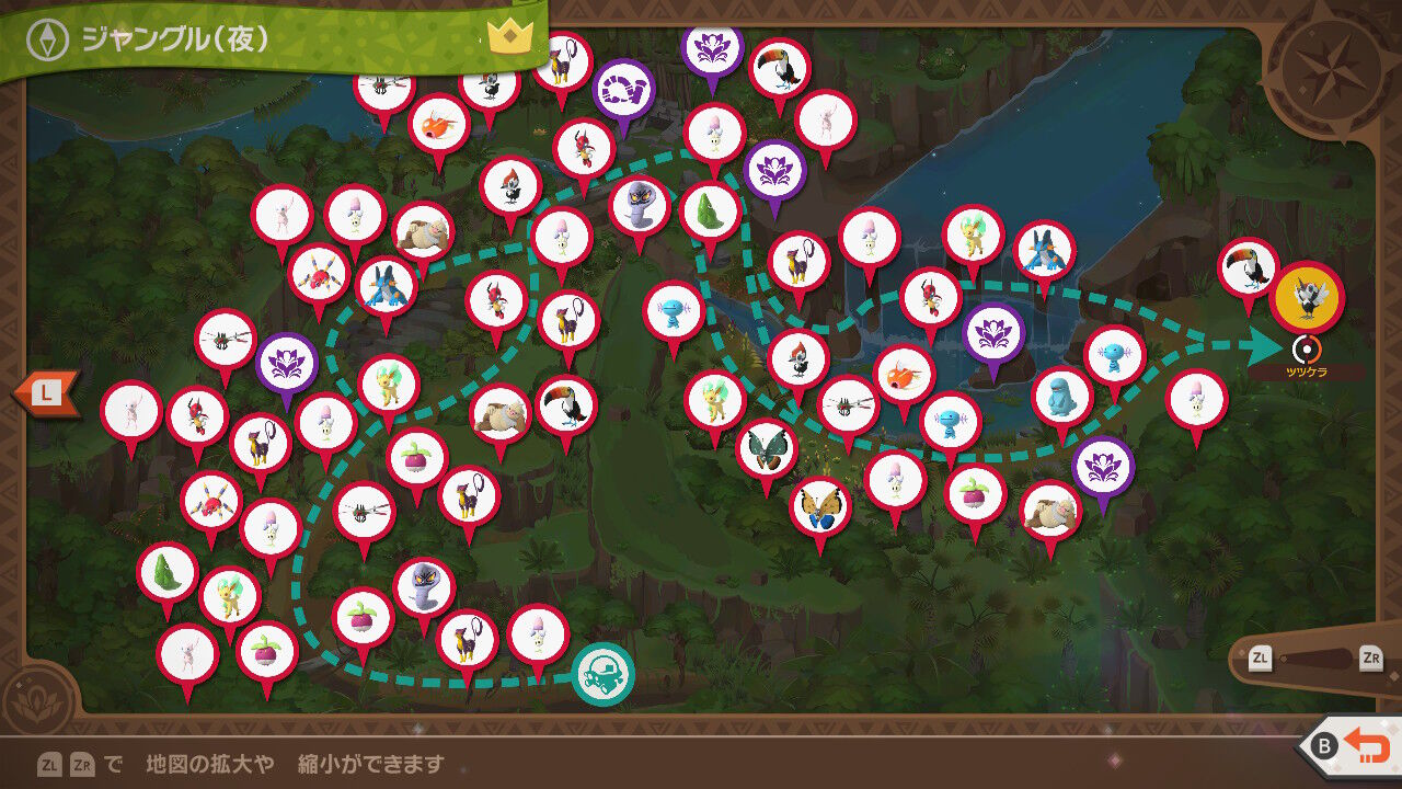 New ポケモンスナップ ジャングル 昼 夜 のマップ完成 ねこじゃらし New ポケモンスナップ ジャングル 昼 夜 のマップ完成 ねこじゃらし