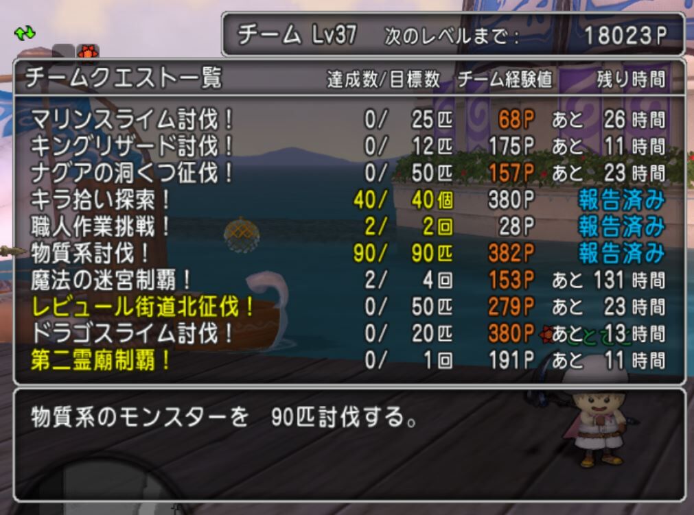 259日目 Lv37 次まであと18 023p レギロエコソロサポ討伐研究 てとファミ村の歩み