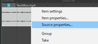 Video Itemを右クリック＞Source properties...