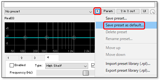 REAPERでFX（プラグイン）のデフォルトプリセット設定 : ペロリーパー