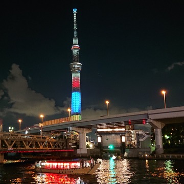 屋形船から見た夜のスカイツリー