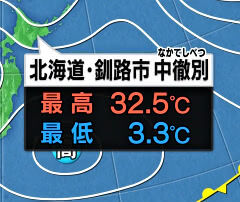 ι(´Д`υ)アツィー 帯広や北見で32度 38地点で真夏日 北海道って涼しいのが売りじゃねーのか?!