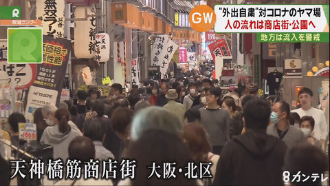 大阪の商店街は大混雑!自粛でもお買いものを楽しむ人であふれる。