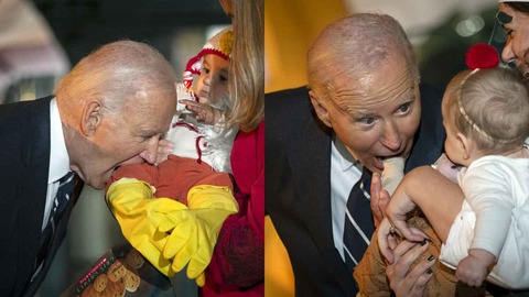 【米国】バイデン大統領、赤ちゃんの足をかむ、口に入れる… ハロウィーン行事で珍妙なしぐさ