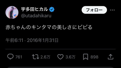 【画像】宇多田ヒカルさん、陰に掘り起こされ炎上