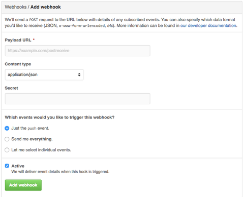 setting of webhook