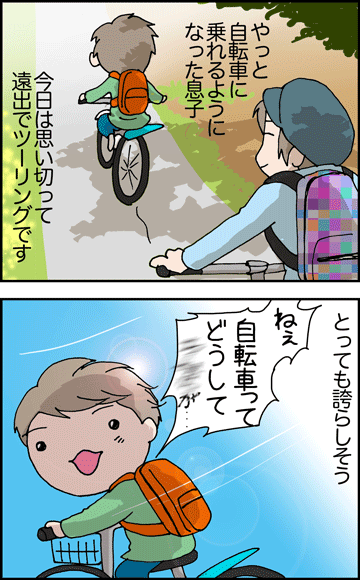 ちくわの穴から星☆を見た ＊4コマ-自転車１