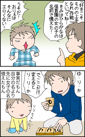 ちくわの穴から星☆を見た ＊4コマ-ローマ字２