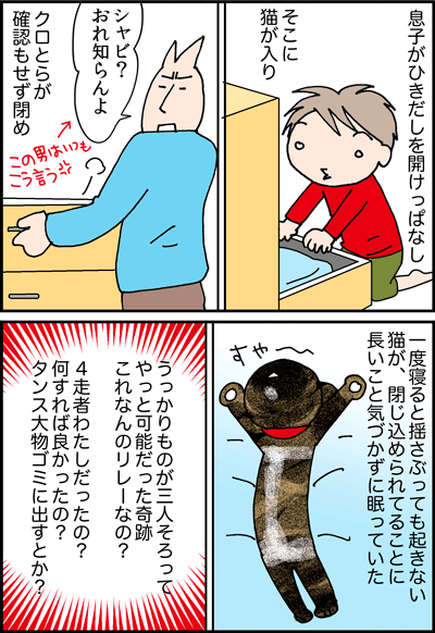 ちくわの穴から星☆を見た *4コマ-猫行方不明2