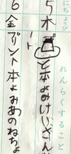 ちくわの穴から星☆を見た ＊子育て4コマ-連絡帳1