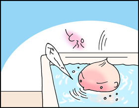 ちくわの穴から星☆を見た *子育て4コマ-ふろばなし2