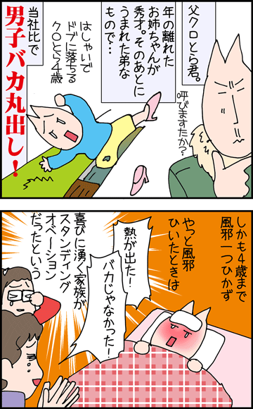 ちくわの穴から星☆を見た ＊4コマ-風邪一家２