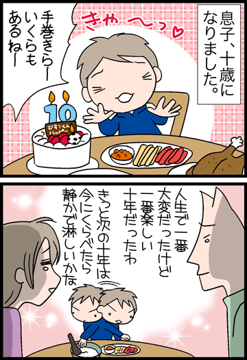 ちくわの穴から星☆を見た ＊4コマ-誕生日１