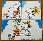 生徒さんのタイルアート作品 スヌーピー