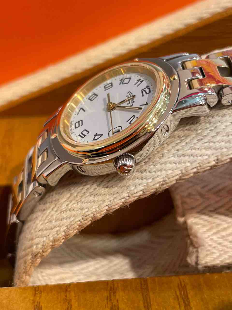 正規品　HERMES クリッパー/人気モデル 美品 コンビ 動作良好 美品】HERMES クリッパー コンビ 白文字盤再入荷！【ヴィンテージ