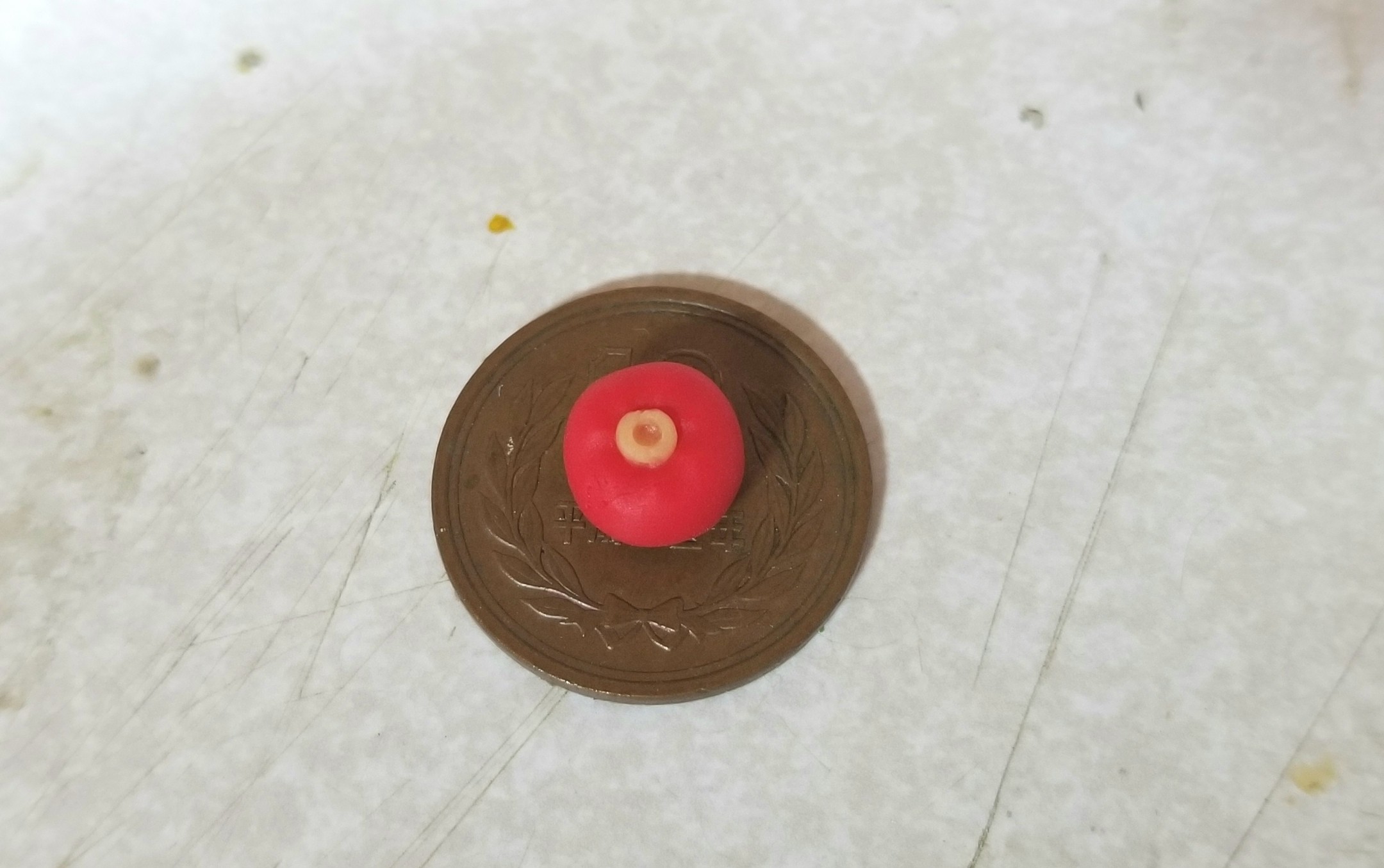 ミニチュアフード,和菓子,練りきり,椿,樹脂粘土,作り方,ドールハウス