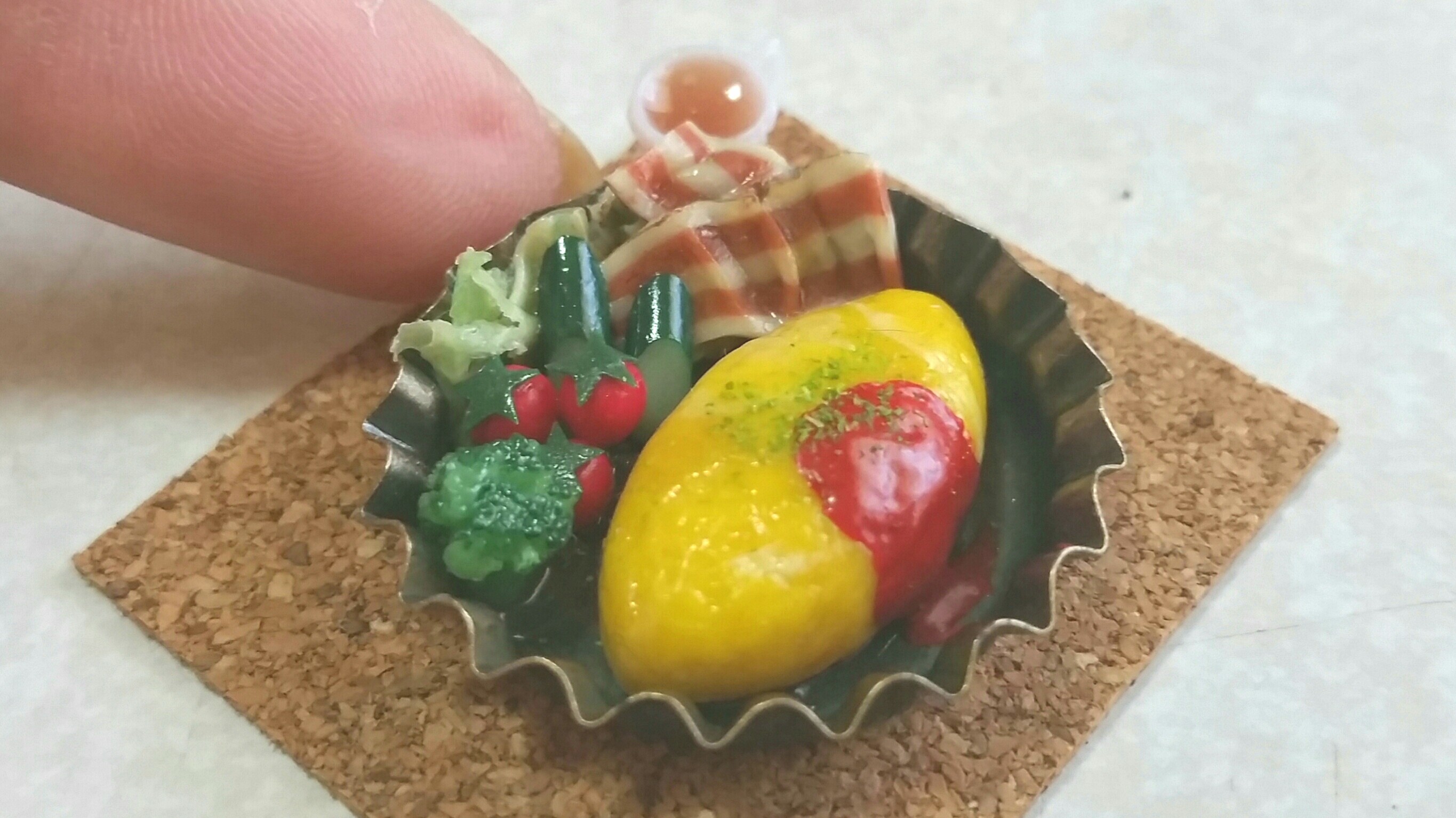 ミニチュアフード,おいしいオムライス,かわいいドール小物,樹脂粘土