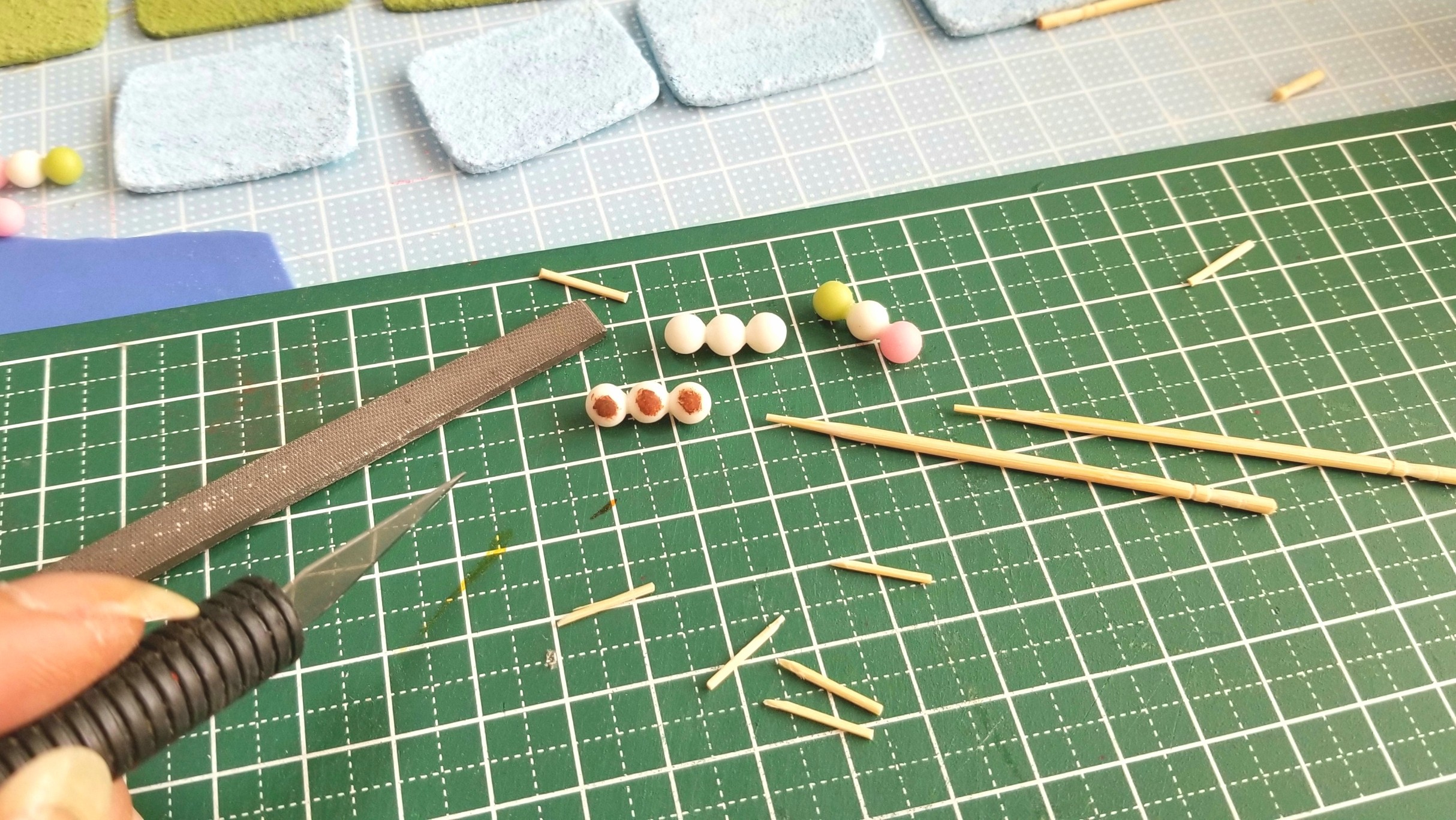 竹串,お団子,作り方,ミニチュアフード,木製,削る,ドールハウス