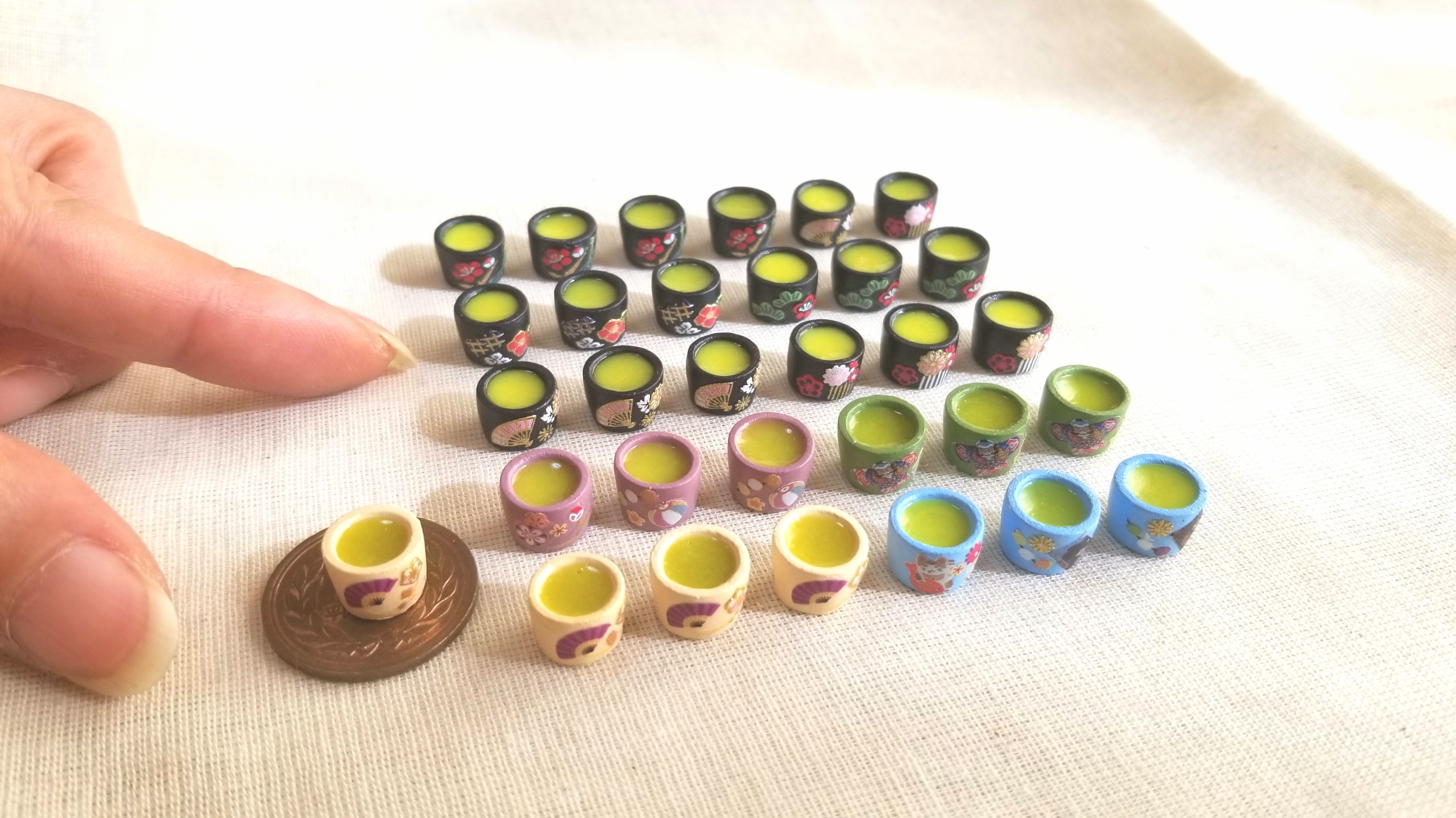 お茶,抹茶,ミニチュア,粘土,レジン,ドリンク,ドール,リカちゃん人形