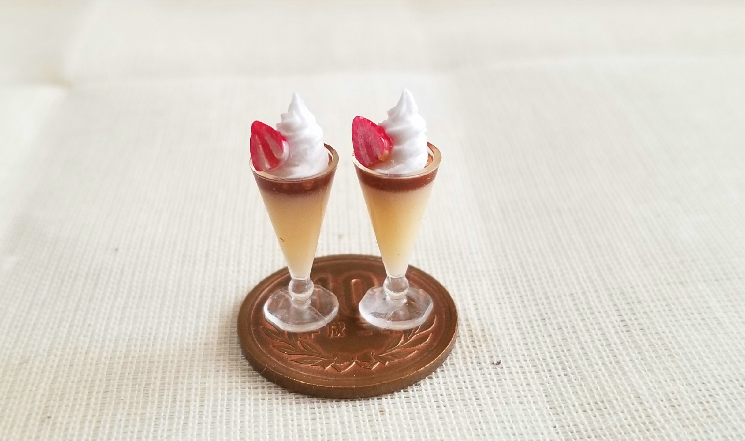 ミニチュア,プリンアラモード,スイーツ,粘土,デザート,ドール用品