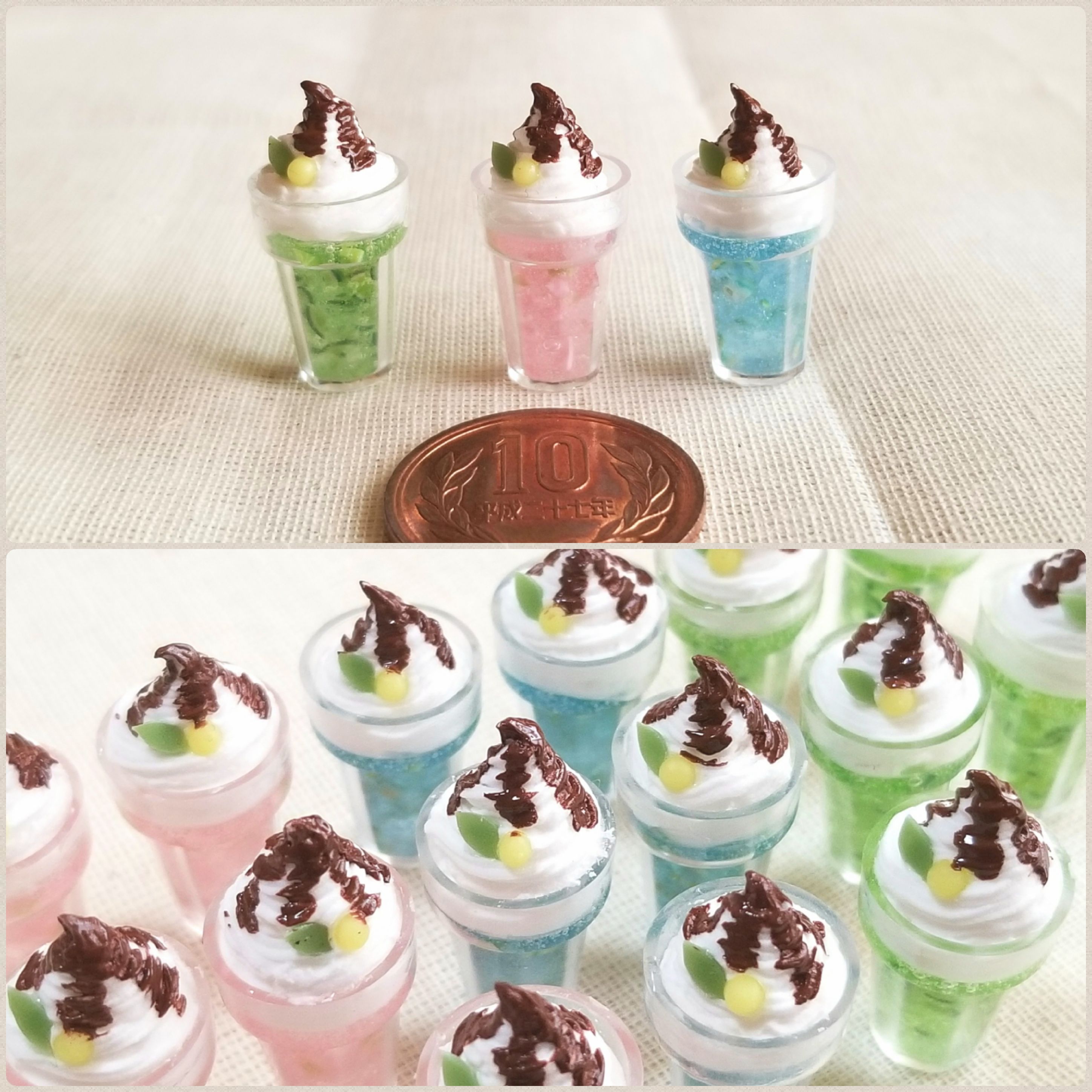 チョコレートパフェ,ミニチュアフード,樹脂粘土,おいしそう,ミンネ