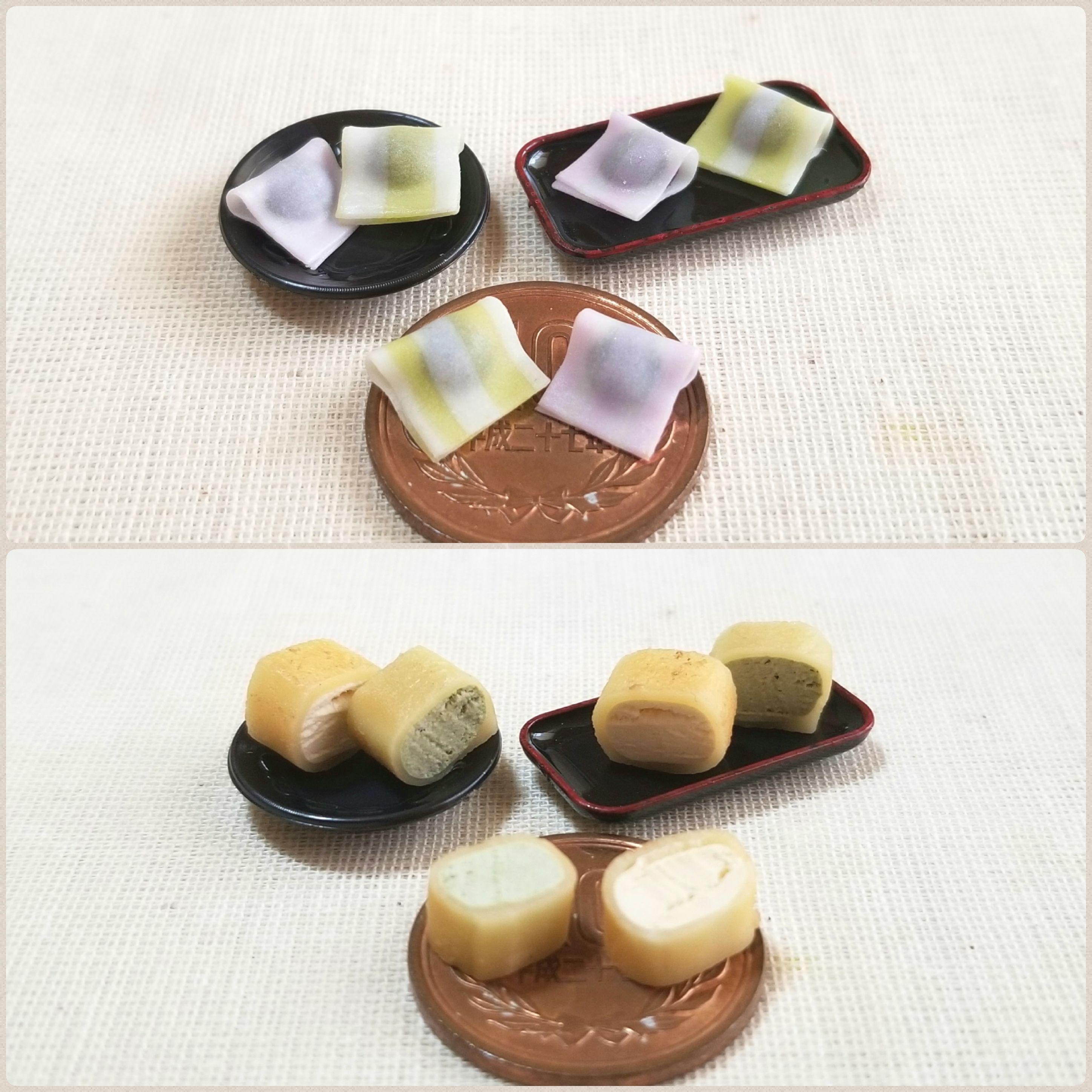 上生菓子,甘味処,おやつ,和スイーツ,樹脂粘土,柚子,桜,焼きカステラ