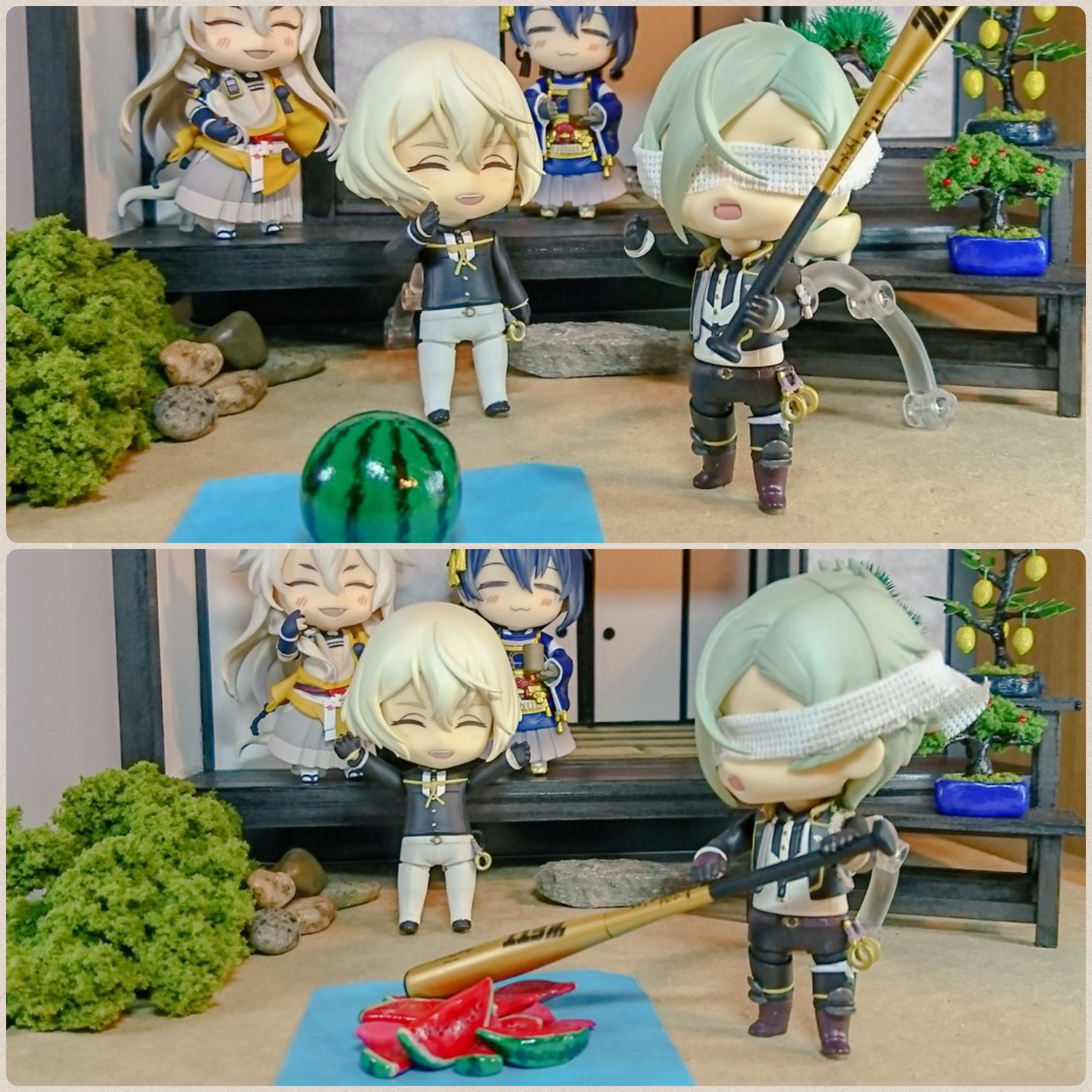 髭切,膝丸,とうらぶオビツ,オビツろいど,刀剣乱舞,楽しいスイカ割り