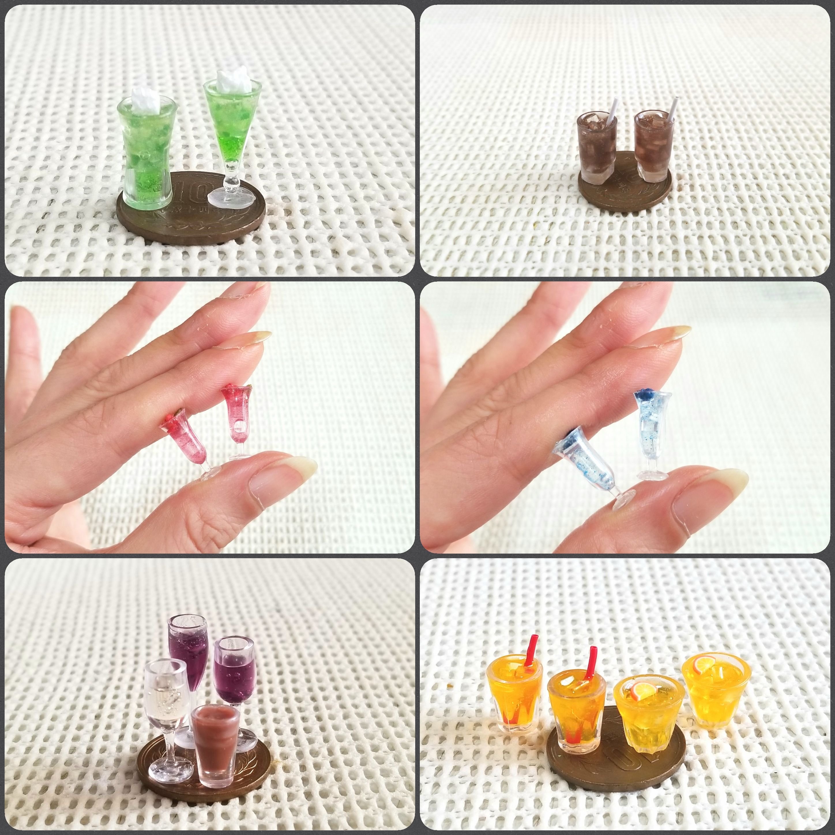 ミニチュアフード,メロンソーダ,オレンジジュース,ワイン,カクテル