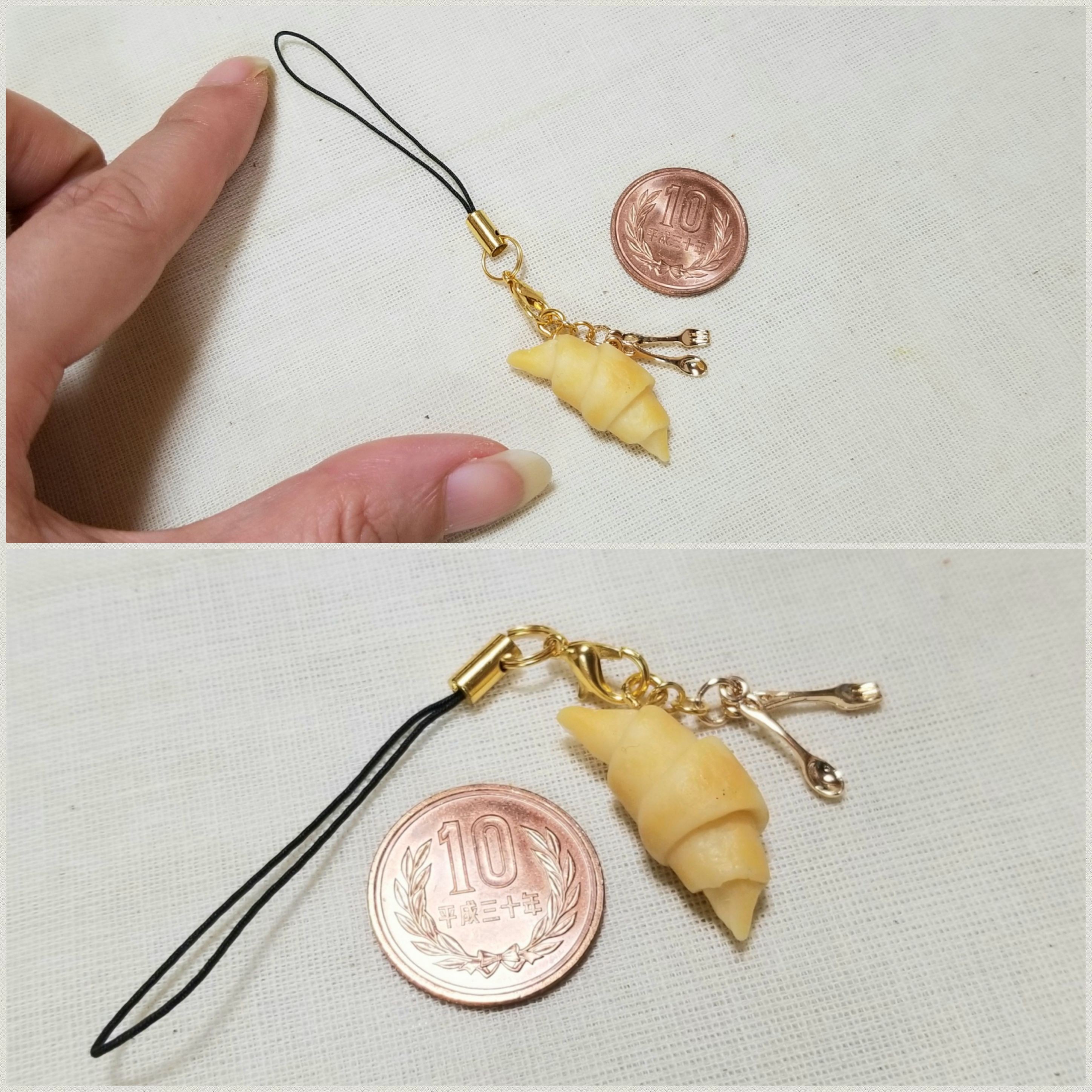ハンドメイドアクセサリーストラップ手作りパンおいしいかわいい