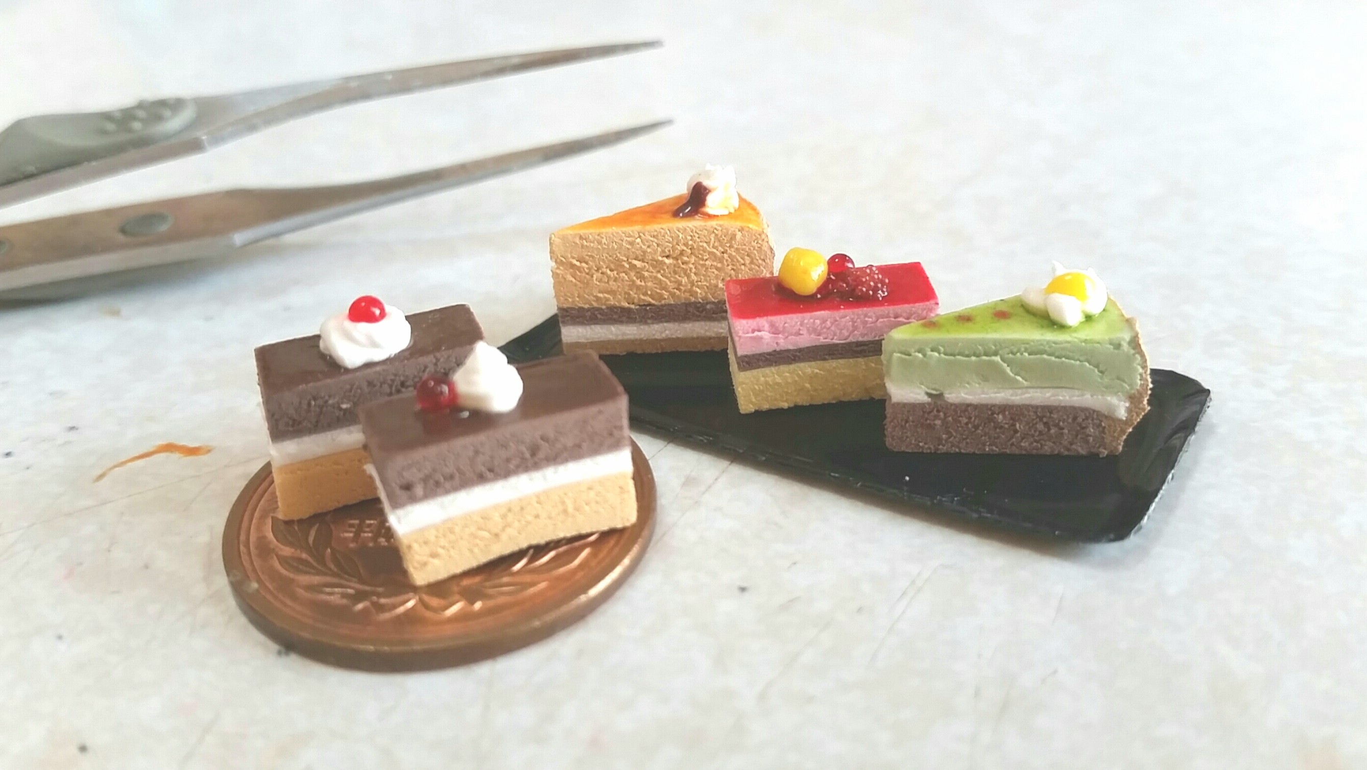 ショートケーキ,ミニチュアフード.樹脂粘土,美味しそう,フルーツ