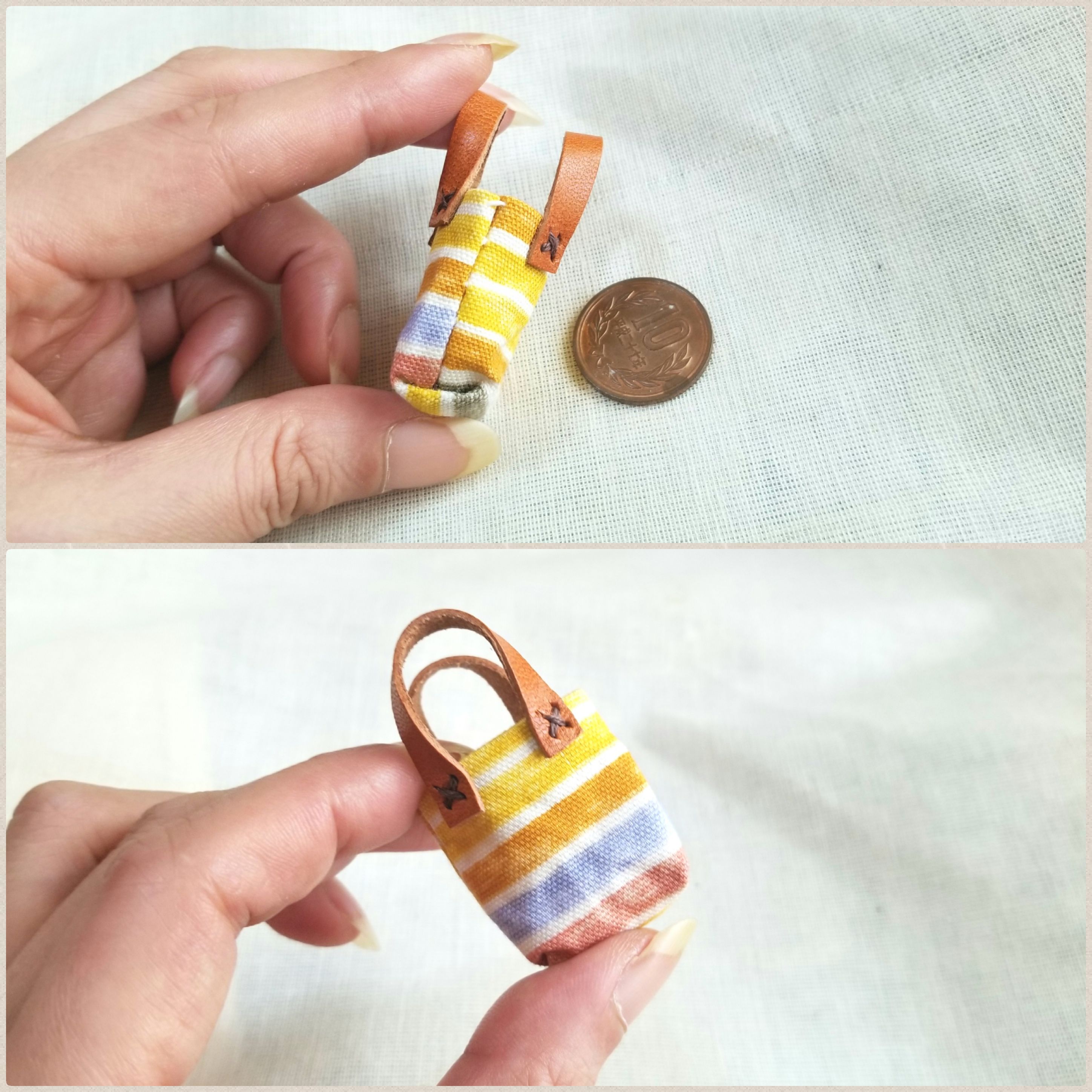 ドール小物,ミニチュアバッグ,布カバン,かわいい,可愛い,お洒落雑貨