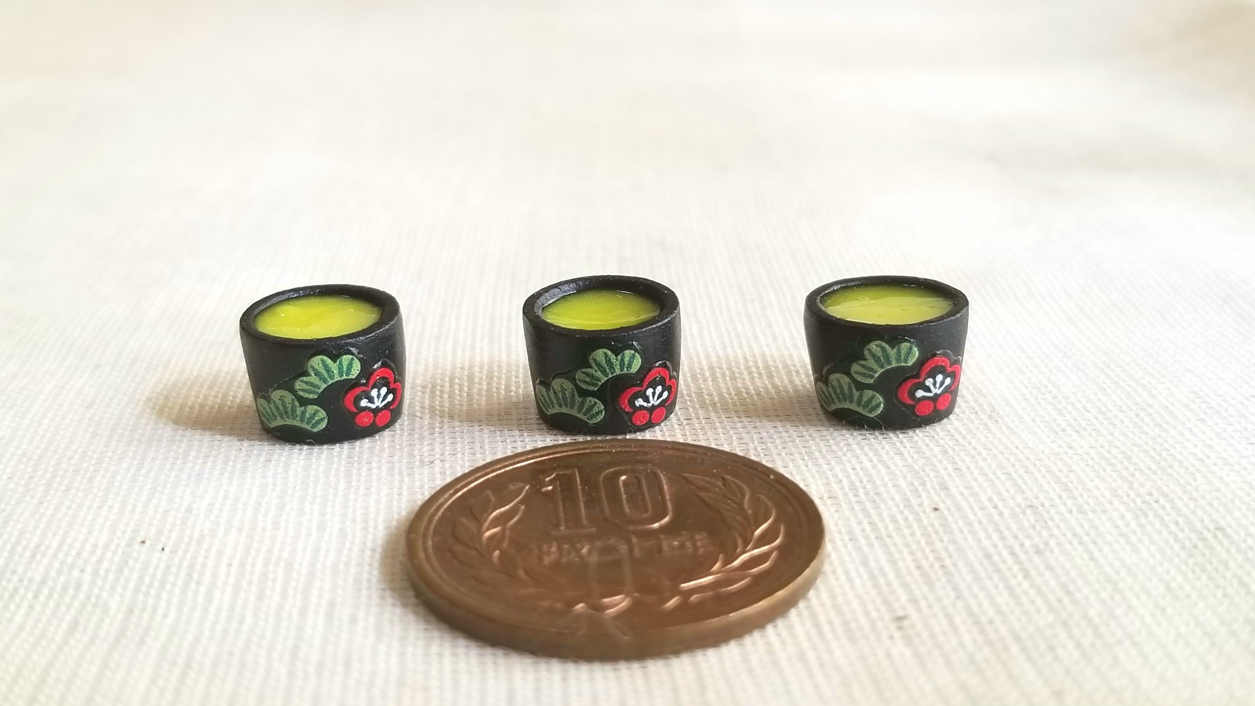 お茶,抹茶,ミニチュアフード,石塑粘土,レジン,ねんどろ刀剣男士,和柄