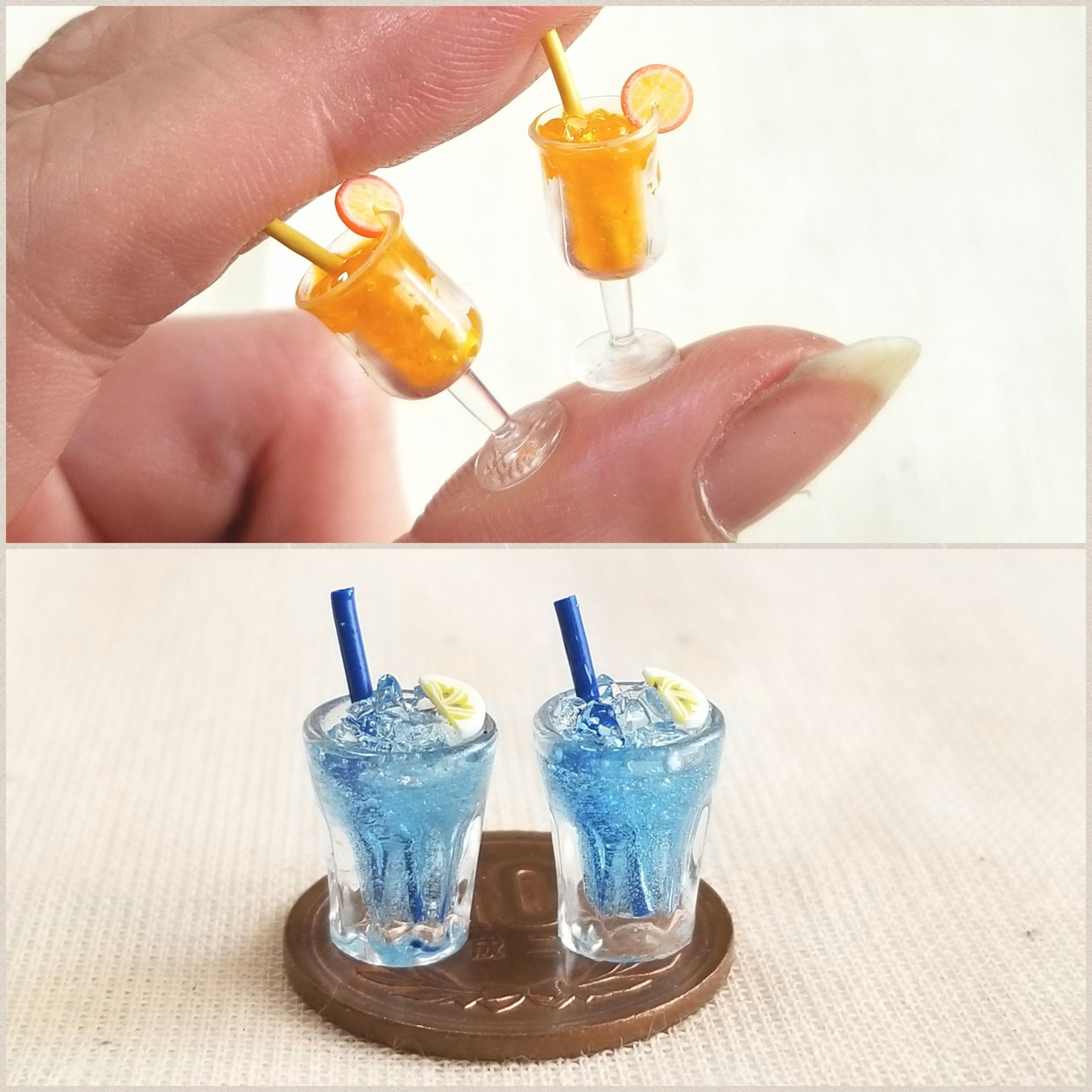 ミニチュアフード飲み物,冷たいオレンジジュース,かわいい小物玩具