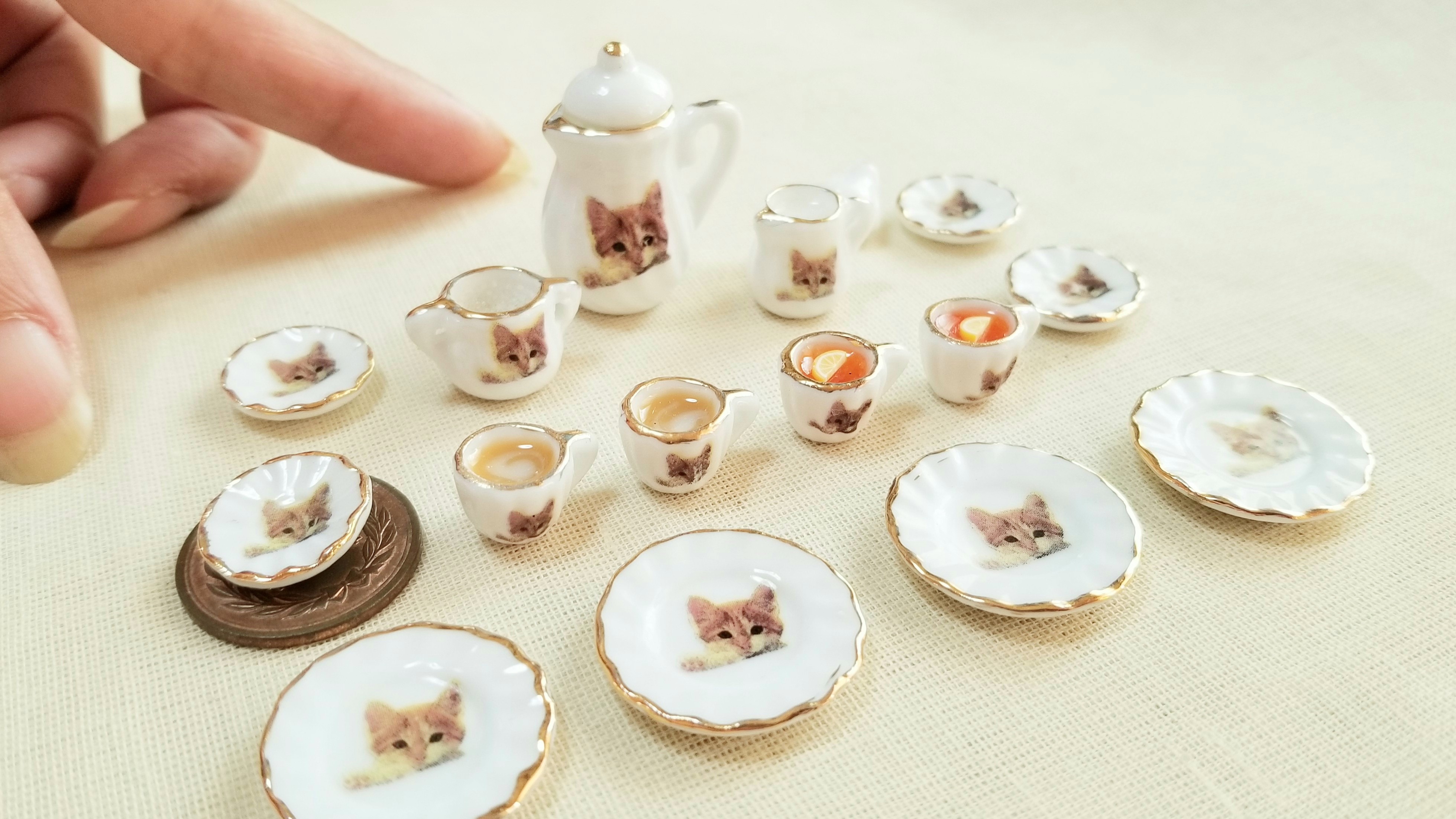 ミニチュアフード陶器のティーカップセットかわいい飲み物ドリンク