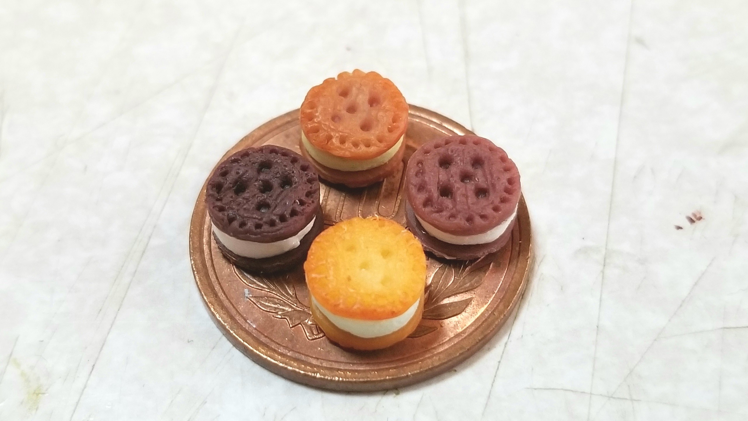 クッキーサンドアイスクリーム,ミニチュア,樹脂粘土,ドールハウス