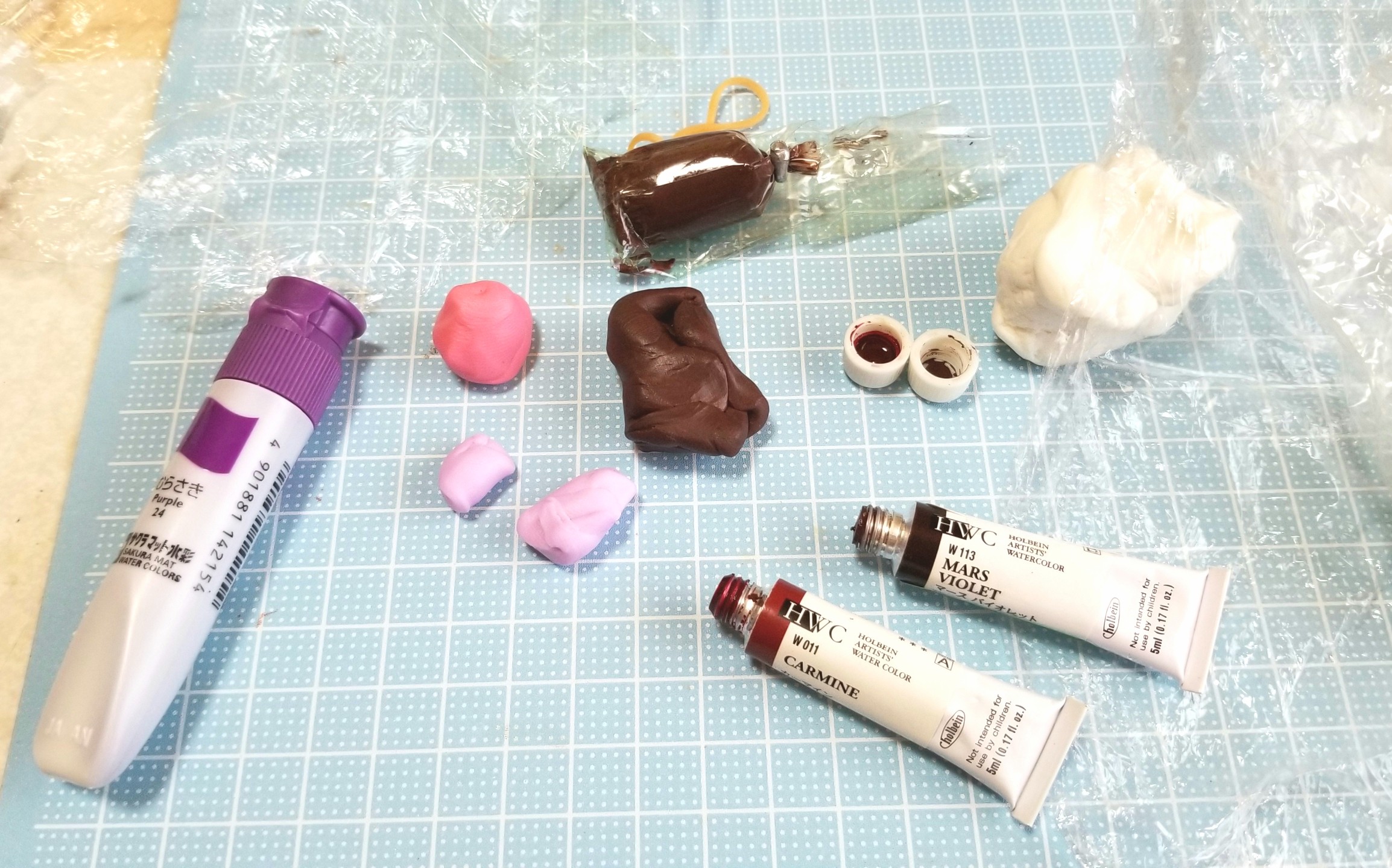 ミニチュアフード,和菓子,切羊羮の作り方,ようかん,樹脂粘土,カラー