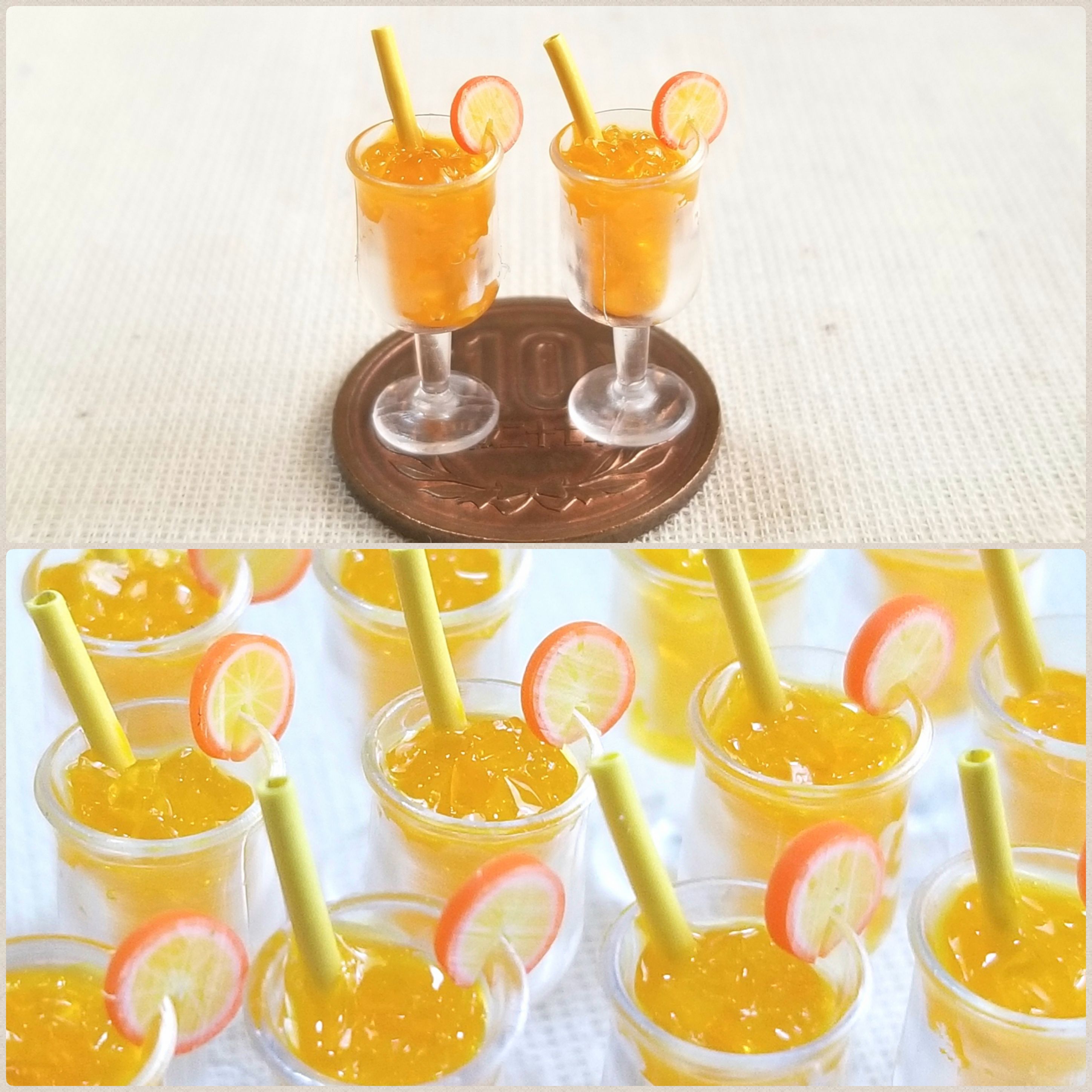 オレンジジュース,ミニチュアフード,樹脂粘土,おいしいミンネ販売