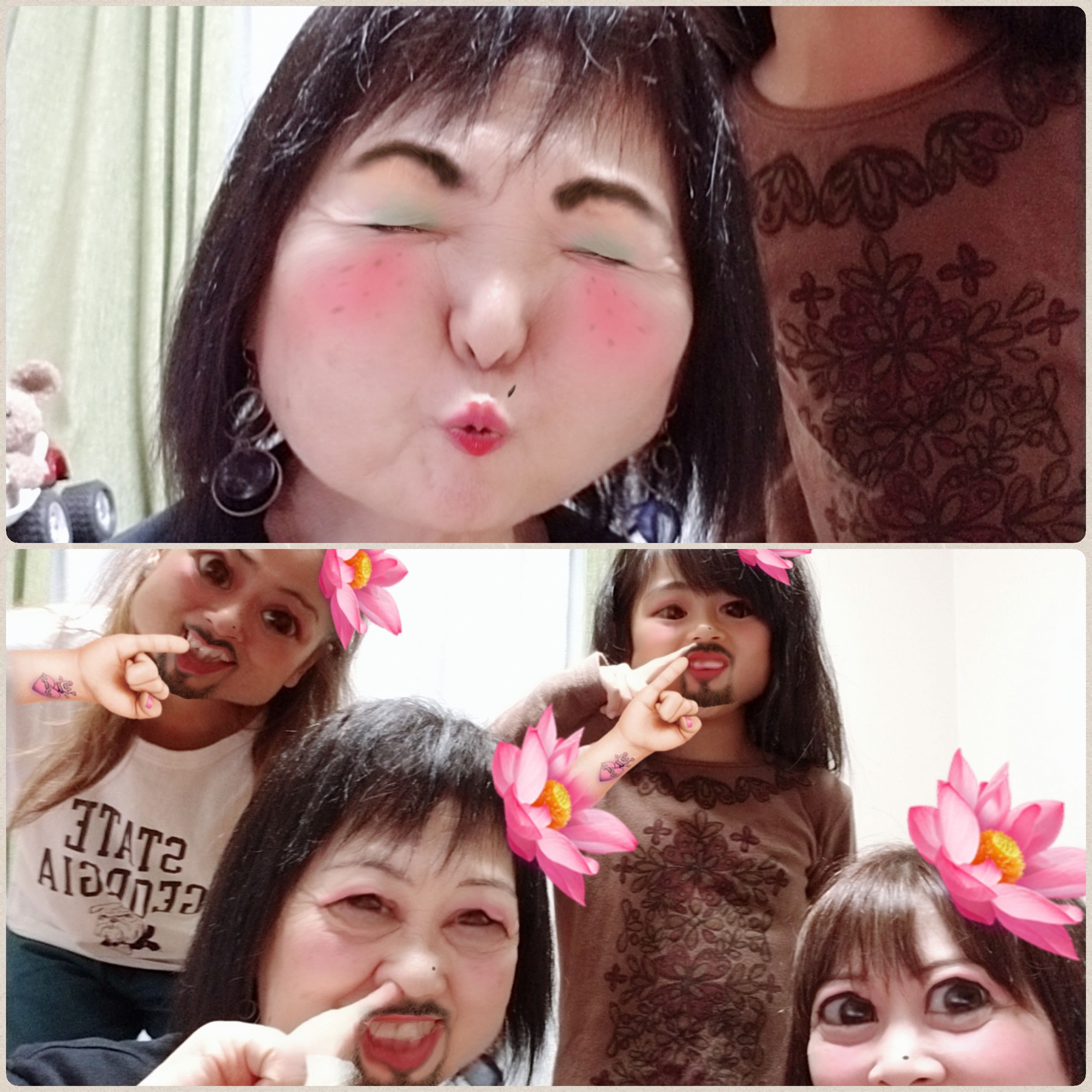 東京到着,神奈川の友達,SNOWで爆笑,お母さんデビュー,ウケる,怖い顔