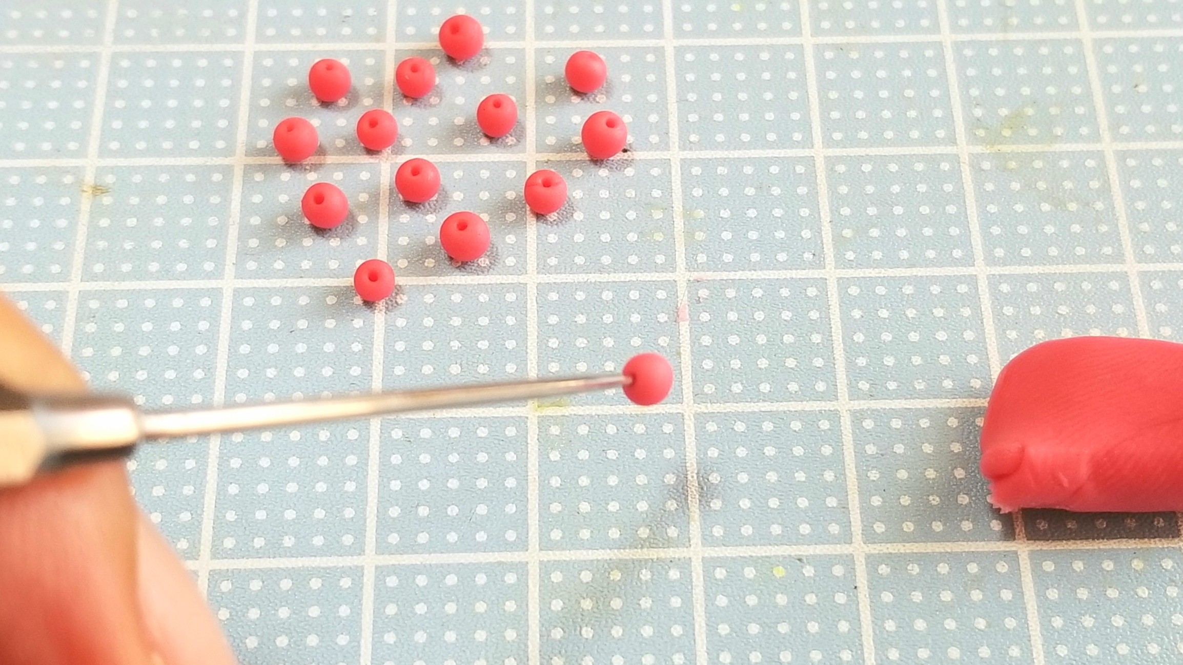 ミニチュアフード,さくらんぼの作り方,樹脂粘土,フレッシュ,フルーツ