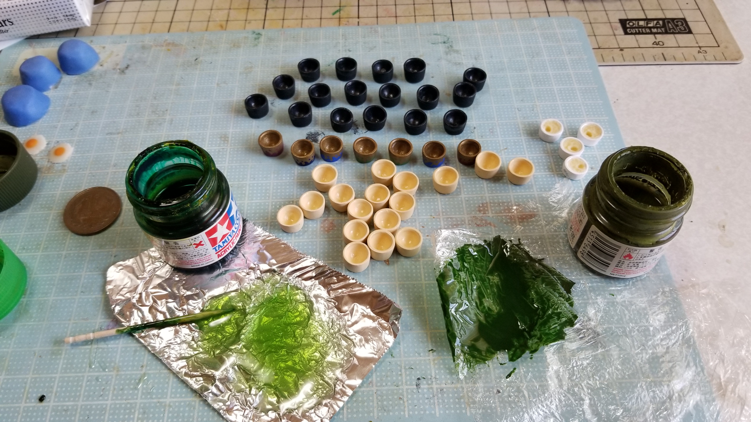 ミニチュアフード,抹茶,着色,色味,研究,作り方,実験,ドールハウス