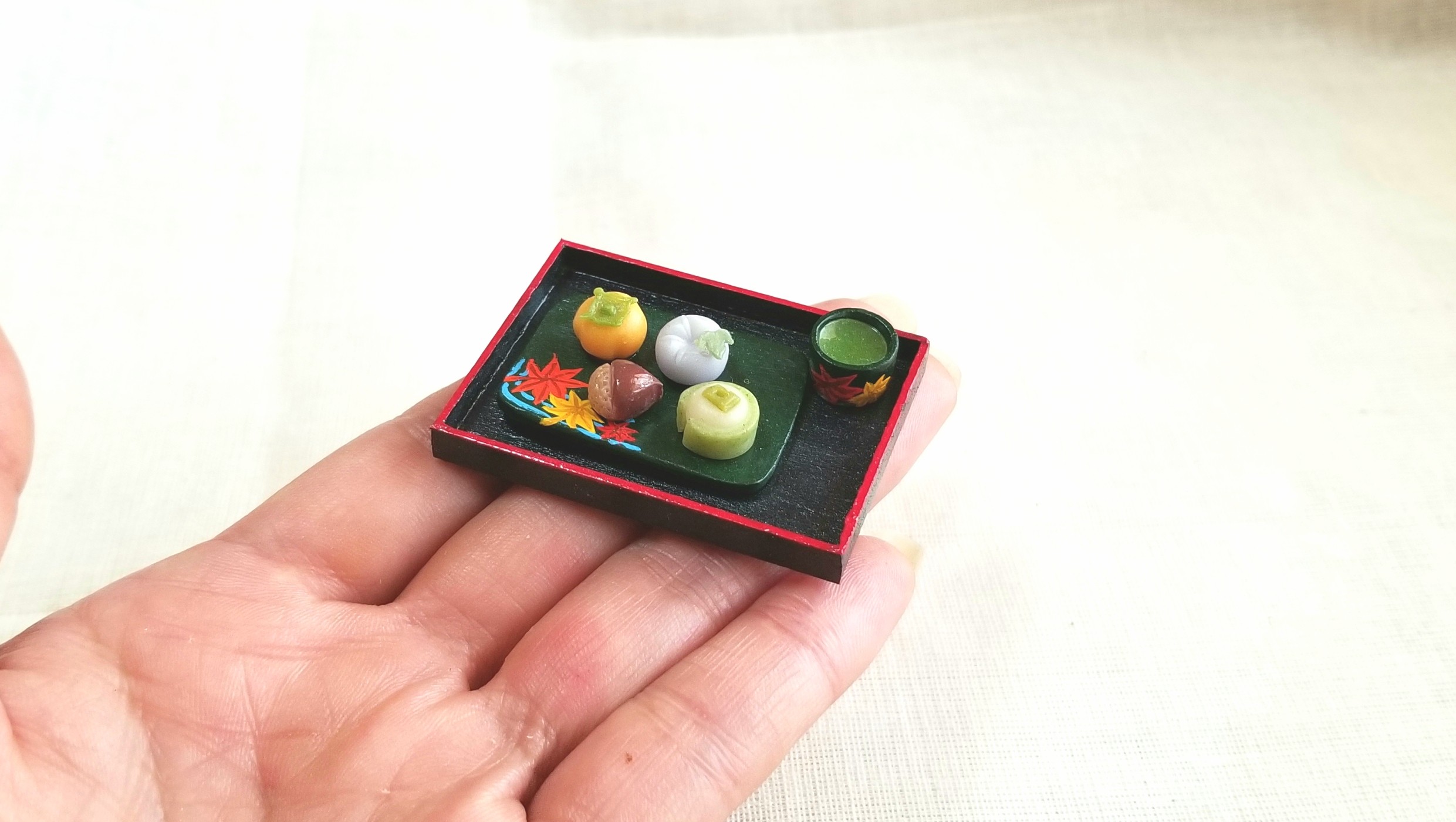 秋,季節の和菓子,ミンネで販売中,ミニチュアフード,樹脂粘土,ドール