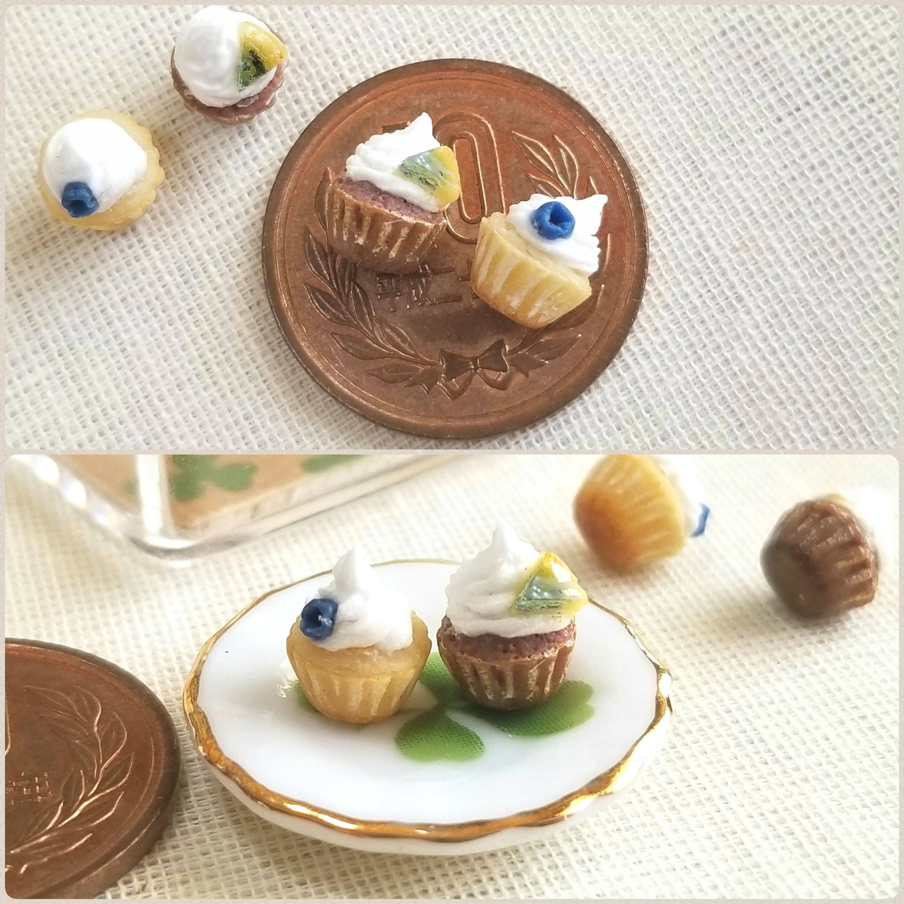ぷちカップケーキ,ミニチュアフード,樹脂粘土,おいしそうな,ミンネ