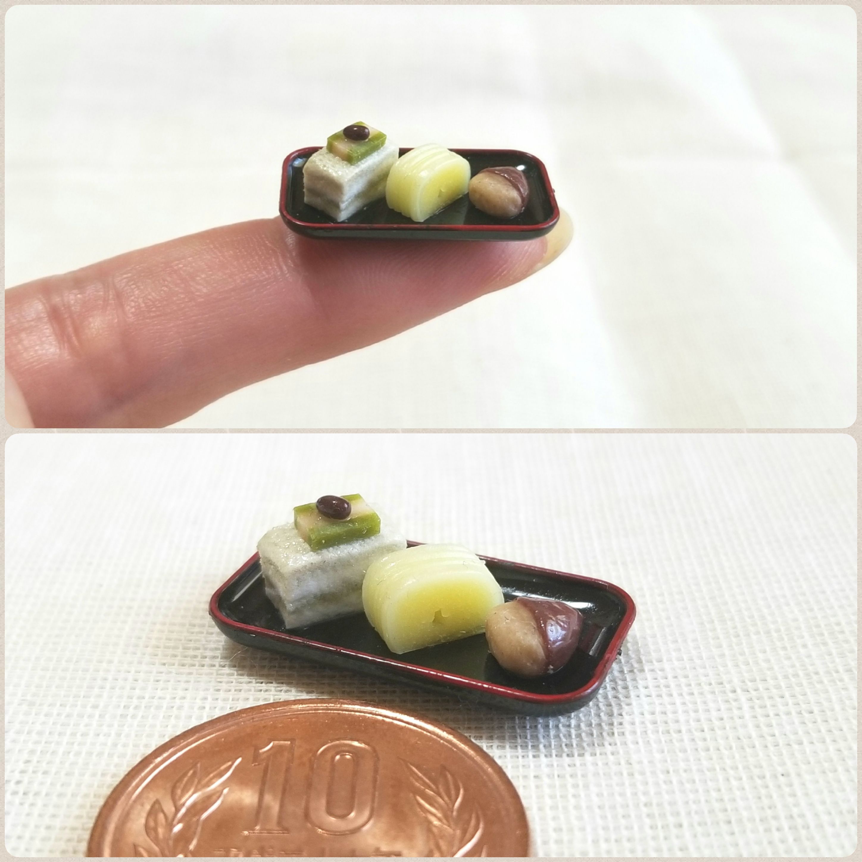 抹茶ムース,栗まんじゅう,ミニチュア,和菓子,ドールハウス,おもちゃ