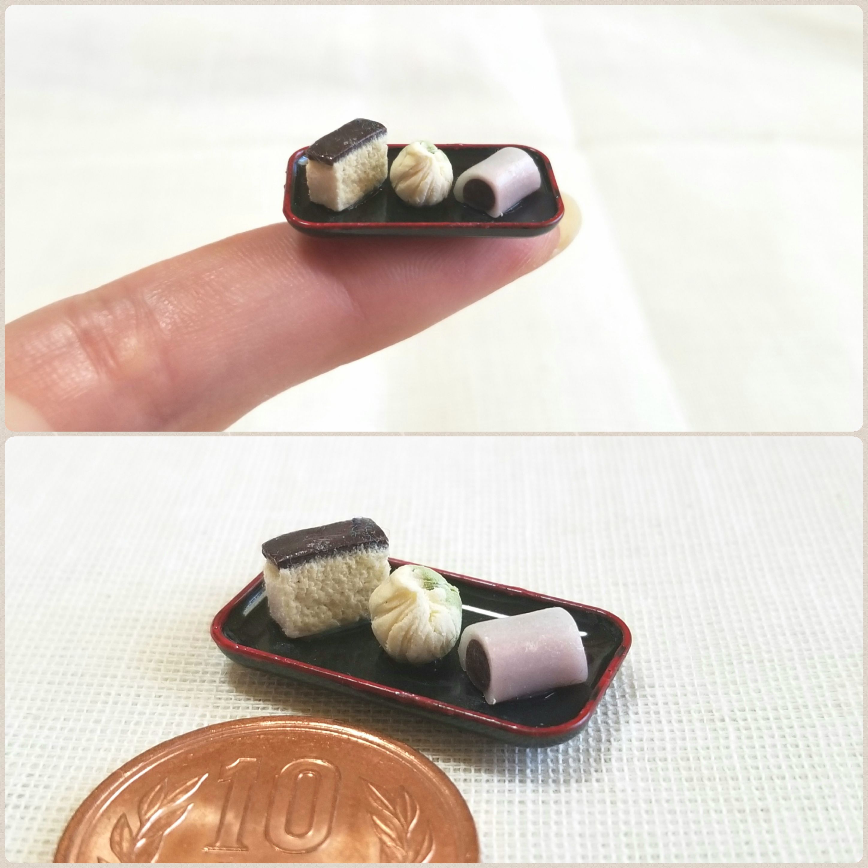 カステラ,茶巾絞り,ミニチュアフード,和菓子,樹脂粘土,食品サンプル